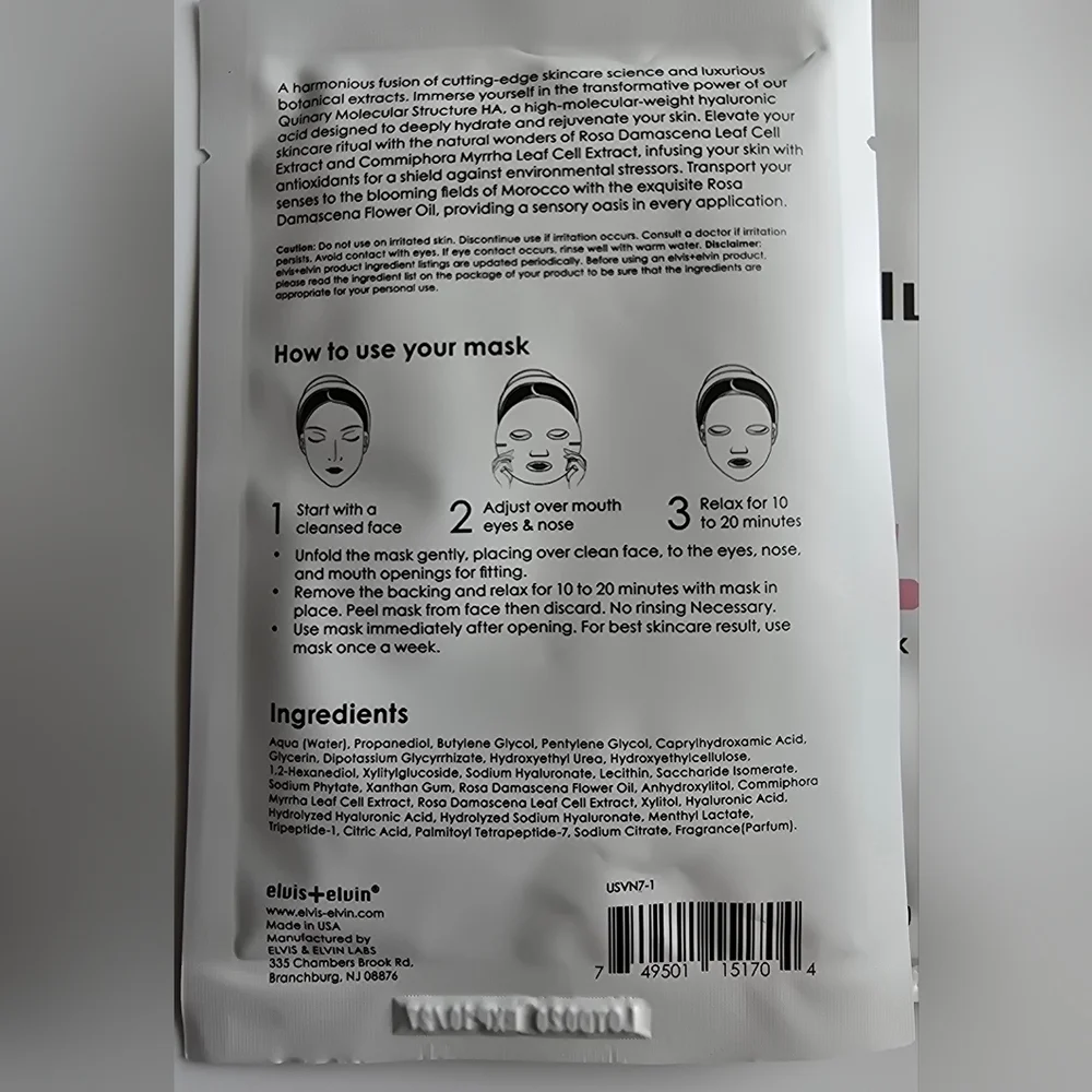 Elvis + Elvin Revitalizing Treatment Masks Rosetta 3 Pieces New